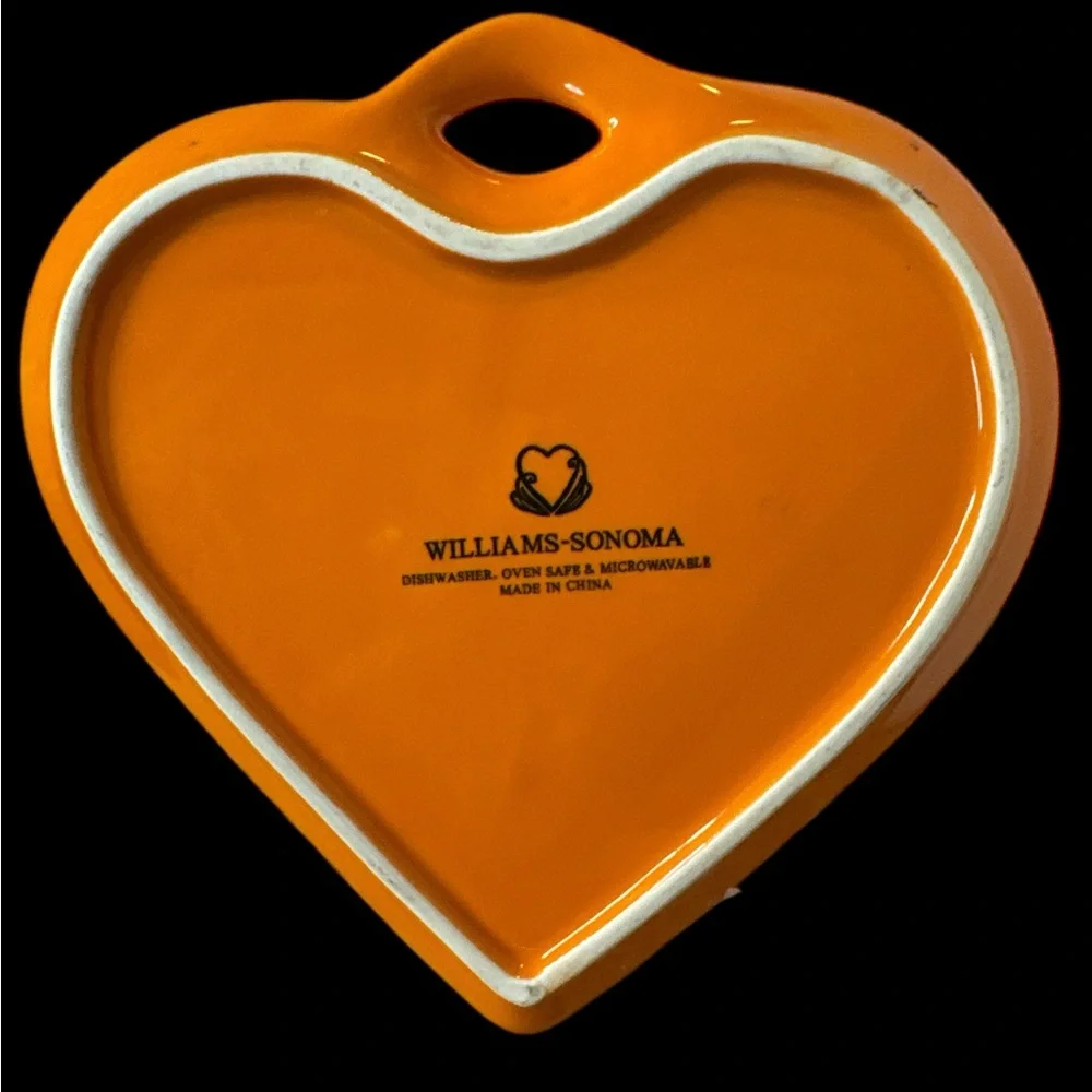 Heart-Shaped Orange Ceramic Plate by Williams-Sonoma (2-M)